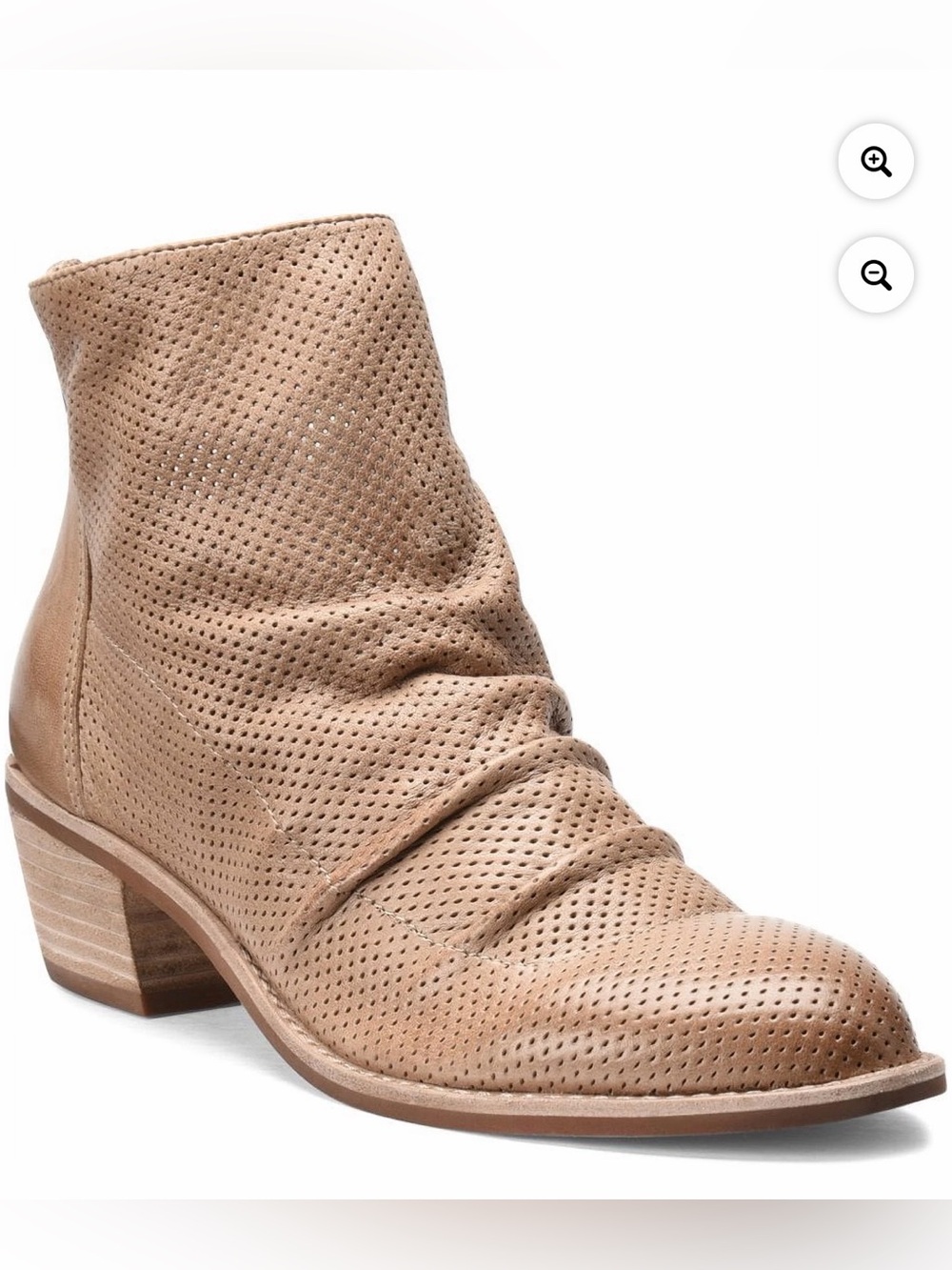 Isola LIKE NEW sz9 Leather Sancia Perforated Zip-Up Ankle Booties Light Brown!